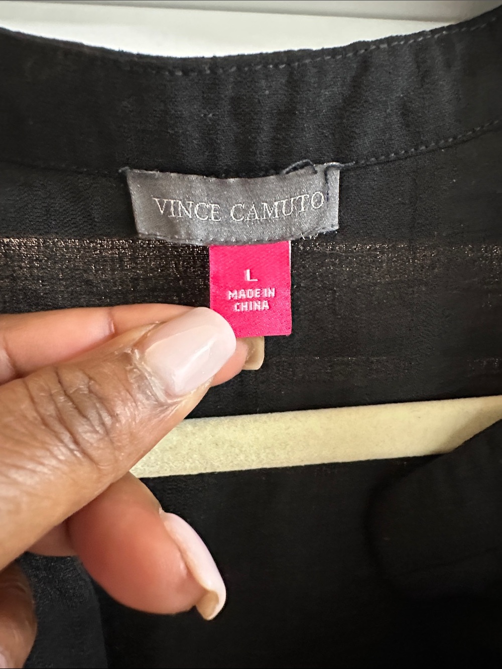 Vince Camuto Black Ruffle-Sleeve Split V-Neck Blouse - Picture 2 of 5